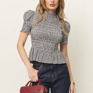 Reformation Black and White Checkered Tank Top